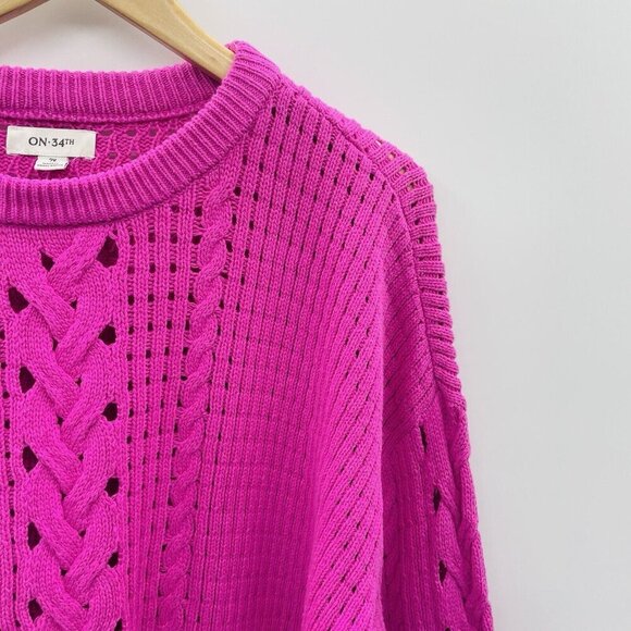 On 34th Womens Plus Size 2X Crewneck Spring Cotton-Blend Open Knit Sweater $59 - Picture 4 of 8